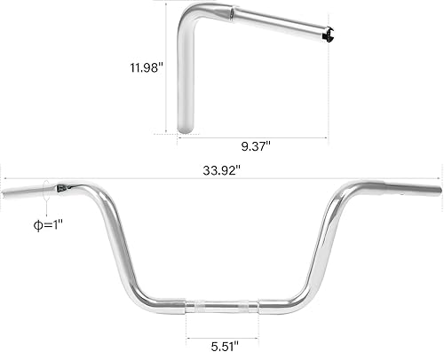 Miniatura 54 de Green-L Manillar de motocicleta Ape Hanger de 1 1/4 pulgadas apto para Harley Sportster XL1200 XL883 choppers personalizados FLST FXST
