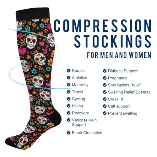 Image of Wusikd Cats Compression Socks for Women and Men Circulation Cute Long Socks for Athletic Running 1