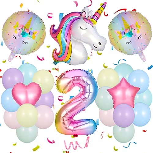 umorismo 25 Pcs Unicorn Number 6 Ballon Girl, Age 6 Balloons Unicorn Number Foil Balloon Set, Helium Foil Age Balloons For Girls Birthday Party Decoration