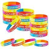 Dreasmt Gay Pride Wristbands Rainbow Pride Silicone Bracelet LGBT Love Gay Lesbian Rainbow Wristband