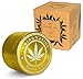 Produktbild GrindNation Premium Grinder ø 63mm | Aluminium | 4-teilig | Scharfes Mahlwerk und starker Magnet | mehrere Farben verfügbar | Set inkl. Beutel, Pollenschaber & Pinsel (Gold)