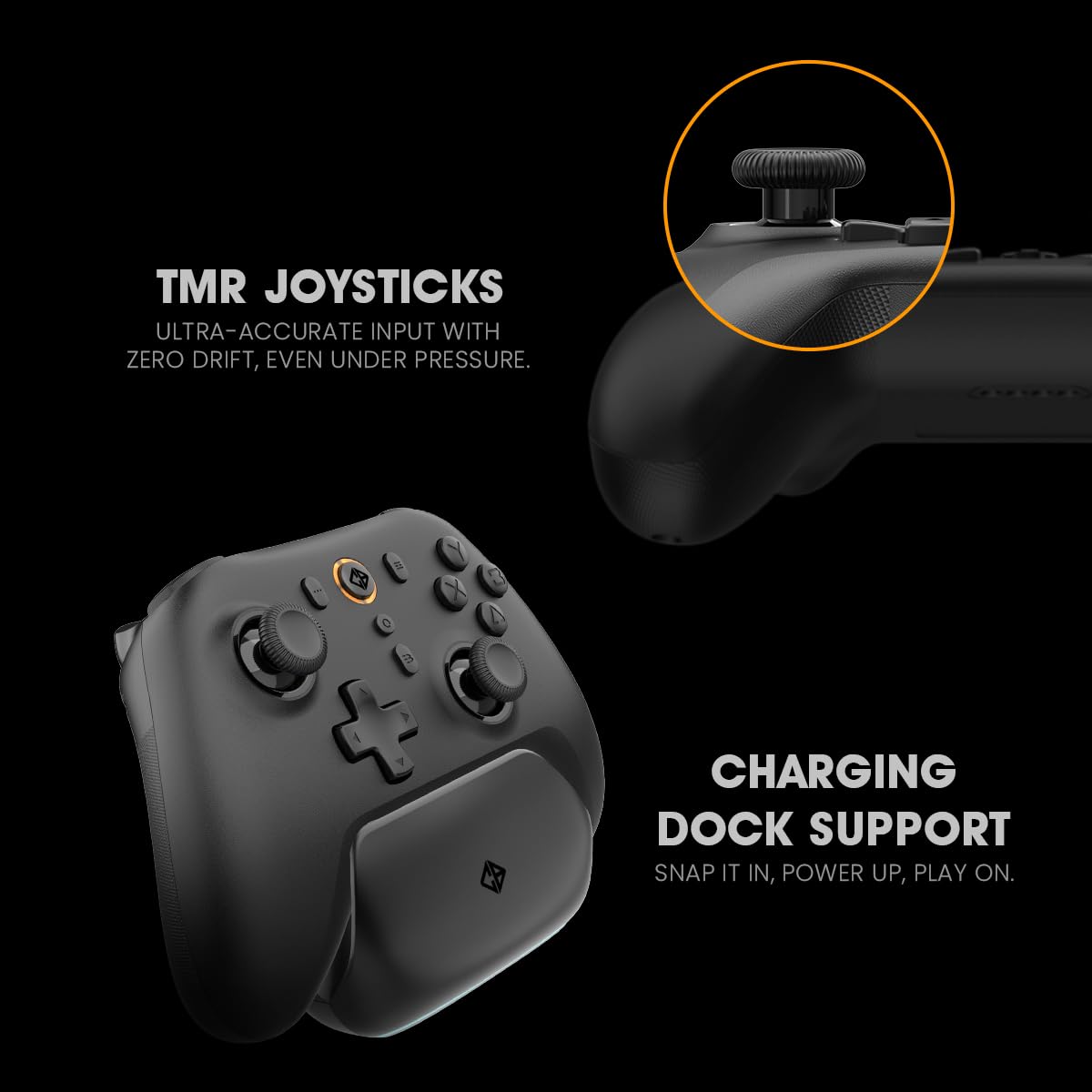 Cosmic Byte Blitz Tri Mode Controller for PC, Hall Effect Triggers, 1000Hz Polling Rate, Adjustable Vibration, Turbo & Auto Turbo, Upgraded with Gyro, TMR Joystick, Software and Charging Dock Support (Black) — Amazon image 3