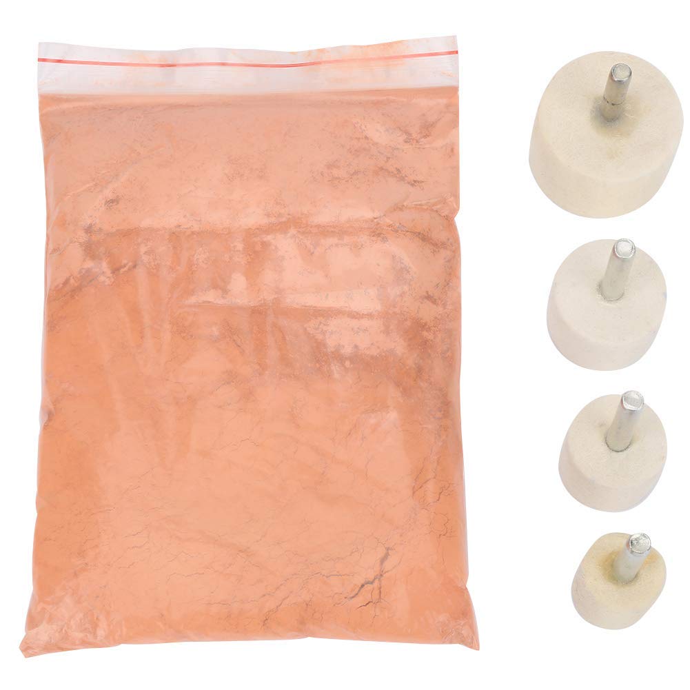 5 Pièces Kit de Polissage du Verre Poudre de Polissage à L'oxyde de Cérium + 4 Pièces Roues de Polissage en Feutre de Laine