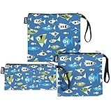 QOGiR Reusable Snack Bags and Sandwich Bags with Handle: Lead-Free,BPA-Free,PVC-Free,FDA Passed (Marine Fish)