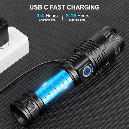 Rechargeable Flashlights 99000 High Lumens 2 Pack, Led Super Bright Flashlight with 5 Modes & IPX7 Waterproof, 15H Running Time, High Powered Flash Light for Home Camping Home Emergencies - Image 5