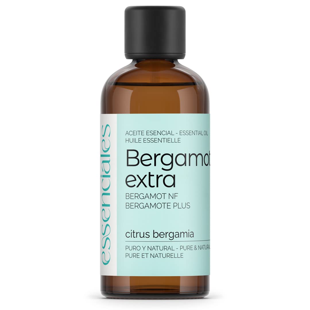 ESSENCIALES Aceite Esencial de Bergamota extra 100 ml – 100% Puro y Natural – Aroma Cítrico Refrescante – Ideal para Difusor y Aromaterapia