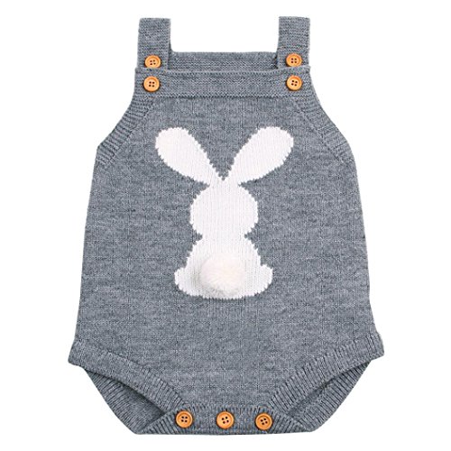 Vestido de niña BBsmileRecién Nacido bebé niño niña Weave Romper Knitted Trajes de Mono Ropa (Gris, 6)