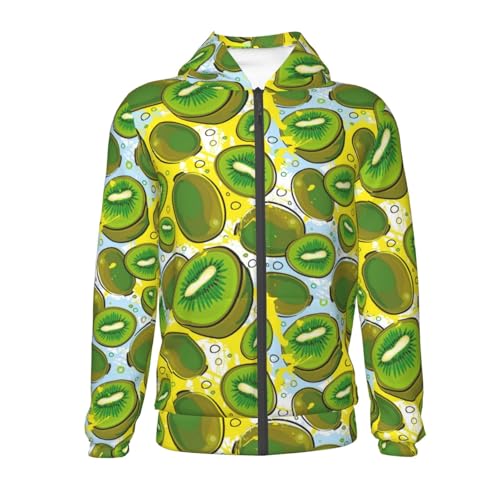 Watercolor Kiwi Fruits Summer Kid Hoodies Boys Zip Up Sweatshirts Girls Pullover with Pocket2