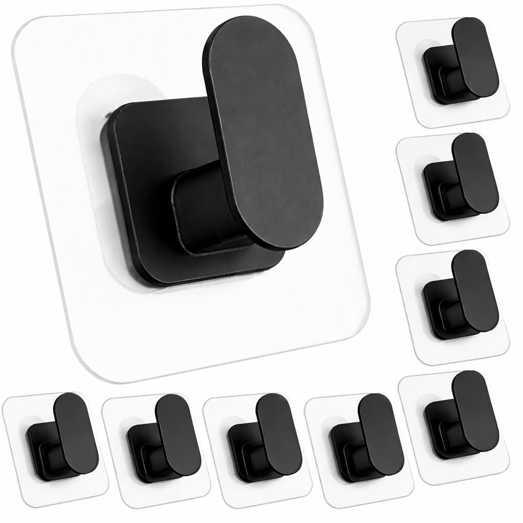 ELMVIA Self Adhesive Hooks/Wall Hangings Hook/Waterproof Hooks for Wall Without Drilling Heavy Duty Bathroom Kitchen Towel Wall Hooks for Hanging Strong Coat (4, Black Nail Hook)-image-35
