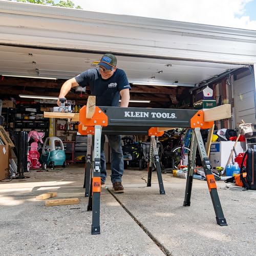 Klein Tools 66188 Folding Saw Horse, 2x4 Support Arms, 26-Inch to 32-Inch Adjustable Height, Heavy Duty Jobsite Table, 1-Pack - Image 7