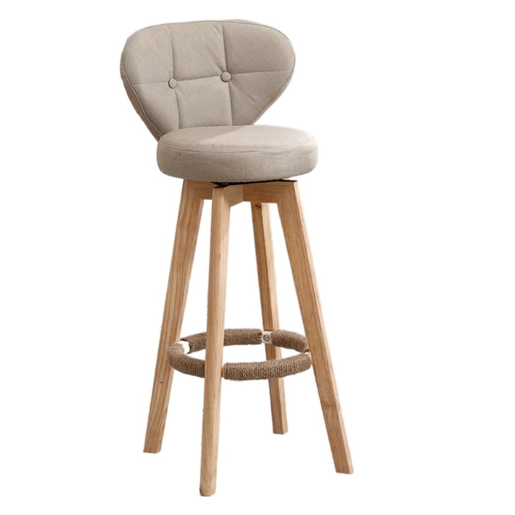 Barstool Bar Stools Counter Stools Bar Chairs Bar Chair Modern Breakfast Barstools 360° Rotating Wooden Frame High Stool,Cotton Linen Seat Cushionnd Stool Bar Stool Barstools ( Color : B , Size : 74cm