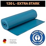 [page_title]-Extra Starke blaue Müllsäcke 120 Liter - Reißfeste Müllbeutel XXL - 25 STÜCK je Rolle - Typ 100 - Stabile Mülltüten für Haushalt, Gastronomie und Gewerbe als Abfallsack - Blauer Engel (Blau, 1 Rolle)