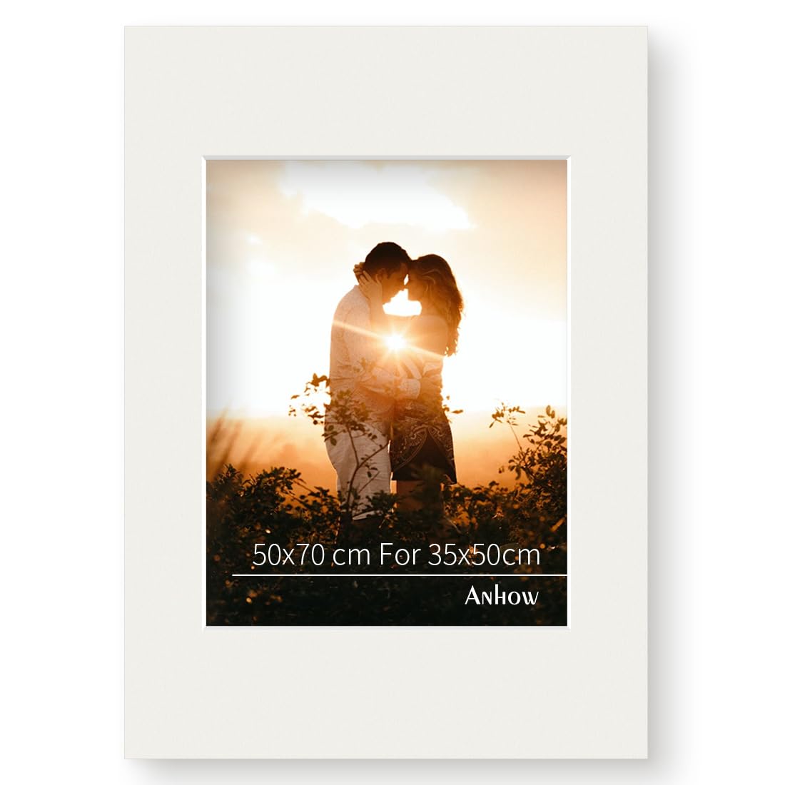 Anhow Passepartout Karton 50x70 cm für Bildformat 35x50 cm, Passepartout 50x70 cm Außenmaße Innengröße 35x50 cm für Bilder, Fotos, Kunstdrucken - Beige/ 1,5 mm