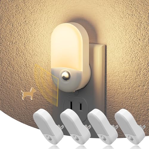 Image of JandCase Motion Sensor Night Light, 4 Pack Motion Activated Night-lights, 3000K Warm White LED Night Lights Plug into Wall, 30 /60LM Adjustable Brightness, for Kids Adults Bathroom Bedroom