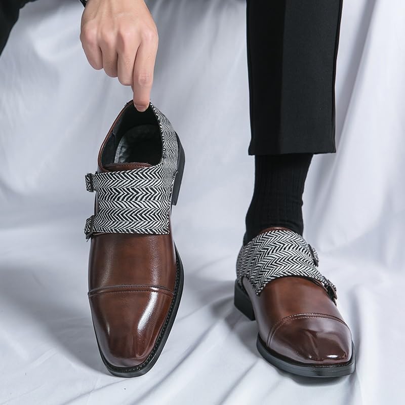 YZABEL Classic Dress Shoes for Men Round Toe Slip Low Top Lug Sole Slip-On Oxford Dress Wedding Office Work Tuxedo Shoes3