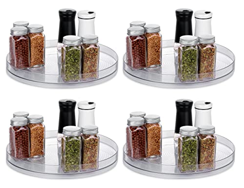 lazy susan turntable organizer - for kitchen, pantry, cabinet, dining table, refrigerator, countertop - clear spinning lay susan- 11.5 inches - by homeries (4 pack)