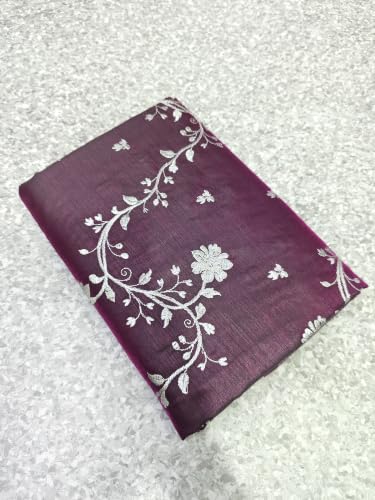 Image of Women's Glory Banarasi Satin Silk Saree with Rich Golden Zari Floral Embroidery | Kanjivaram Style | Traditional Wedding & Festive sadi with Contrast Border | Designer Party Sari Collection