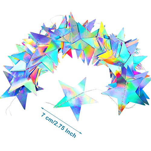 Image of Patelai Glitter Star Garland Banner 2026 Party Decor 130 Feet Star Hanging Streamers Twinkle Backdrop for Classroom Birthday Graduation Wedding Supplies(Holographic Iridescent)