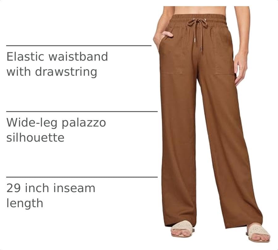 Image of Willit Women Linen Pants Wide Leg Palazzo Trousers 29 inch /31 inch / 33 inch
