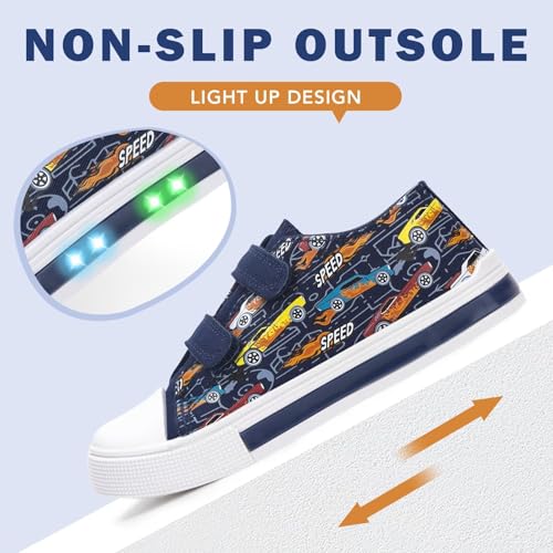 Toddler Kids Sneakers for Boys Girls Light Up Canvas Shoes Children Low Top Casual Outdoor Sneaker with Adjustable Straps3
