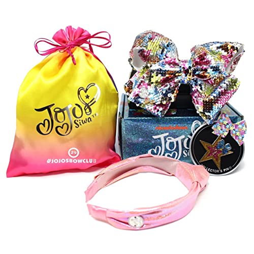 Signature JoJo Siwa Bows - Exclusive Bow Collection Edition #29 - One Large Limited Edition Hair Bow Set & Collectors Pin with Accessories from Jojos Bow Club - Its JoJo Siwa Gift Boxes - Alligator Hair Clips Bow