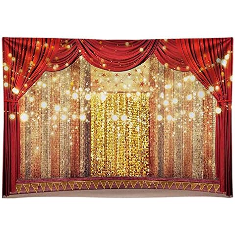 Funnytree 7x5FT Soft Fabric Red Curtain Stage Backdrop Circus Carnival Background Birthday Wedding Baby Shower Party Decoration Banner Supplies Favors Gifts Photo Booth Props Cover