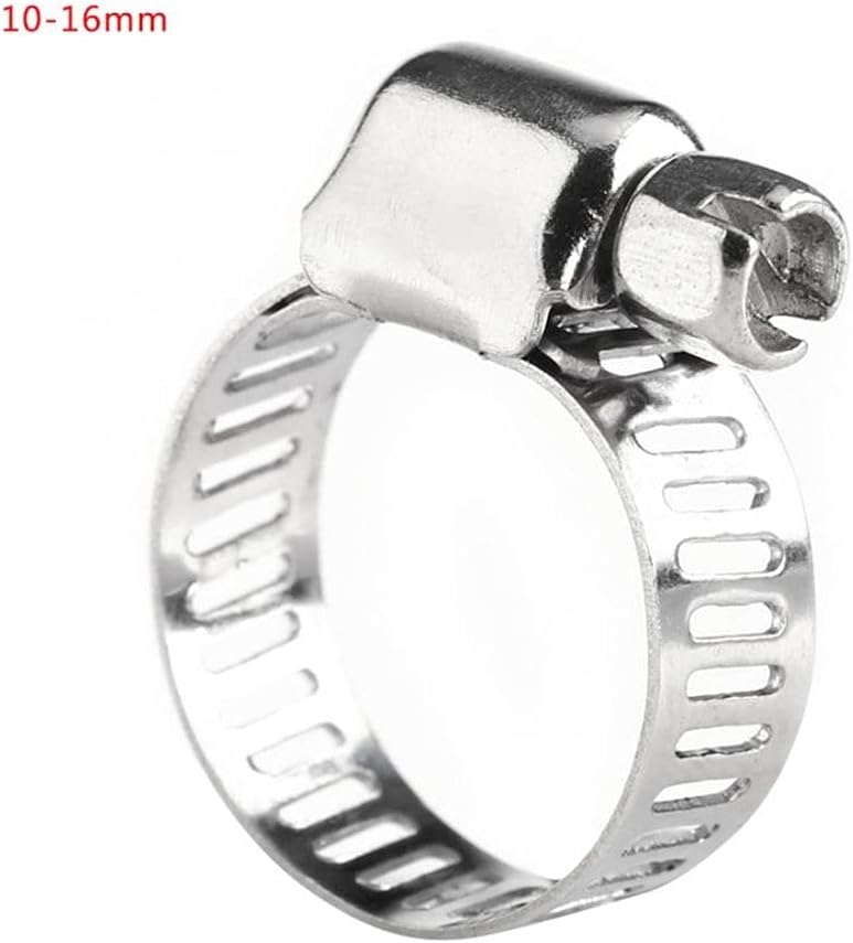 10pcs Adjustable Iron Galvanized Drive Hose Clamp Set - Heavy Duty Metal Clips for Fuel Line, Pipe, and Tube Fastening(10-16mm)