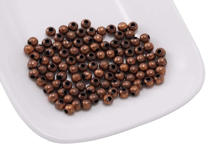 300Pcs Copper Ball, 3mm Antique Copper Round Spacer Beads Smooth, Ball End Seed Metal Beading and Jewelry Making Findings Accessories, Beads and Bead Assortments, Beading Supplies (0.12inch) - Image 3