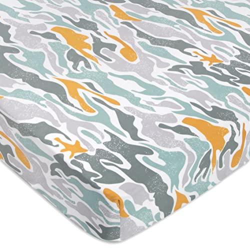 Image of Standard Microfiber Fitted Crib Sheets for Baby Girl, Baby Boy, and Neutral, 2 Pack Crib Sheets Crib Essentials for Baby 28x52 Crib Sheets (Dinos & Camo)