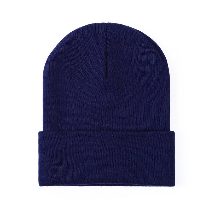 HIWIND Beanie for Men Women Knit Cuffed Winter Beanies Skull Cap Hat Navy Blue