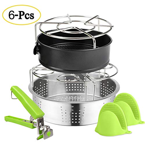 EXPOWER accesorios para olla a presión eléctrica, incluye cesta de vaporizador/cesta de vaporizador, estante de vaporizador, soporte de silicona para ollas, estantería