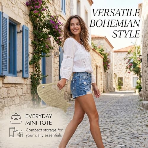 Cartera tejida de paja para mujer, clutch bohemio natural para vacaciones playeras, moda verano 2026 miniatura 2