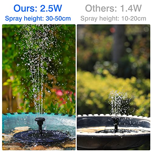 image for Solar Fountain Bird Bath 2.5w Floating Solar Water Fountain with 6 Noz