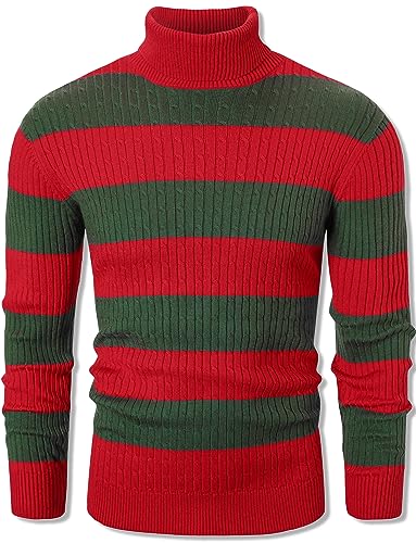 QZH.DUAO Men's Casual Slim Fit Turtleneck Pullover Sweaters Tops with Twist Patterned