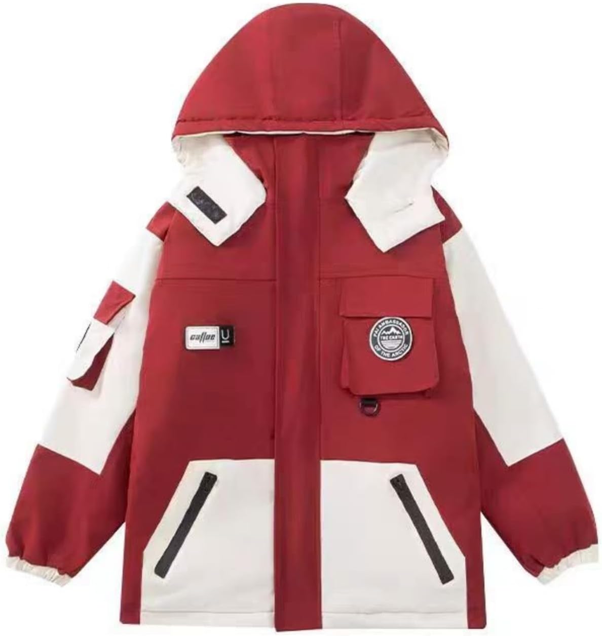 ELUCKFACE Kids Windproof 3-in-1 Winter Jacket, Hooded Water-Resistant Thick Coat with Detachable Fleece for Boys Girls
