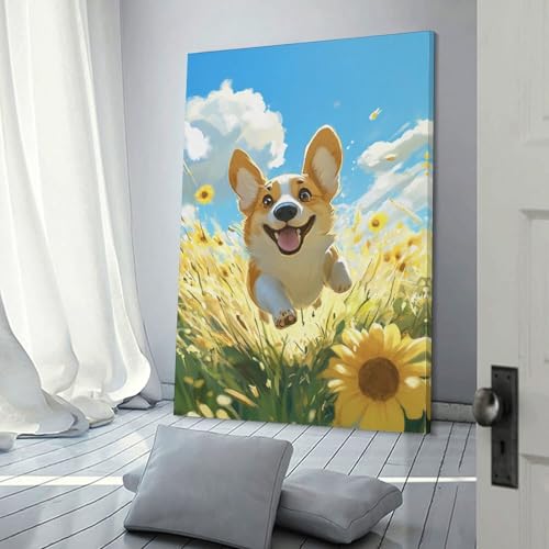 Décoration Murale Peintures Sur Toile Corgi pour grand format salon et chambre moderne