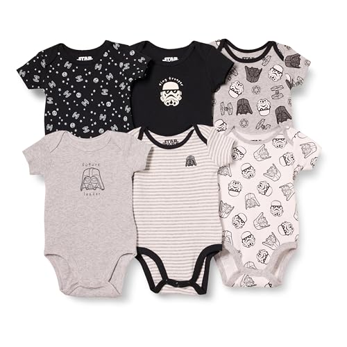 Image of Amazon Essentials Disney | Marvel | Star Wars Unisex Babies' Short-Sleeve Bodysuits, Pack of 6