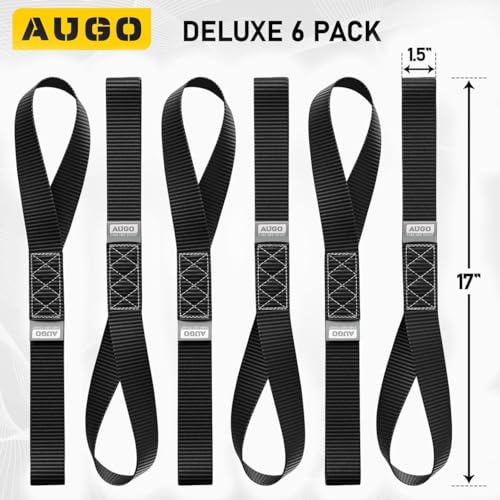 image for AUGO Heavy Duty Soft Loops –Pack of 6-1.5” x 17” Tie Down Anchor