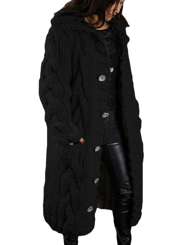 Tomwell Gilets Femme Cardigan Long en Tricoté Veste Veste en Tricot Chaud Hiver Pull Ouvert Manteau Chaud Épais Blouson Gilet Grosse Maille