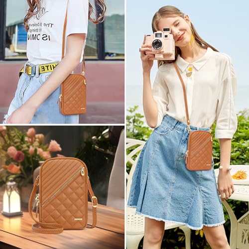 nuoku Small Crossbody Bags for Women Vegan Leather Cell Phone Wallet Purses for Women with Double Zipper,RFID Wallet2