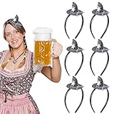 6 Stück Mini Seppelhut Bayern Hut Oktoberfest Grau Gefühlt Mini Tirolerhut Bayern Trachtenhut für Oktoberfest,Abschlussballparty,Kostüm,Karneval