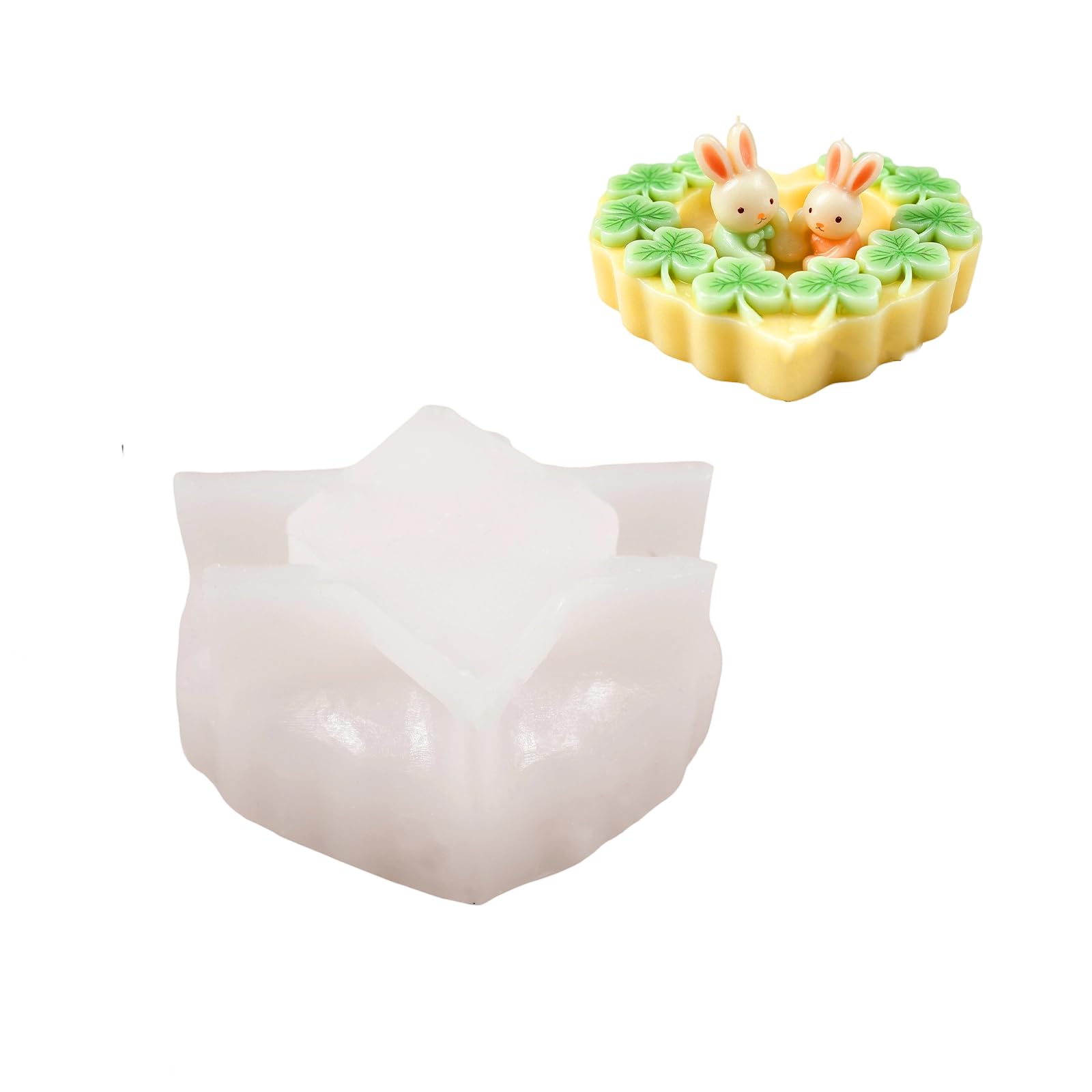 HZBB Rabbits Family and Leaves Clovers Silicone for Soap Making Craft with Easy Releases Design Silicone Craft