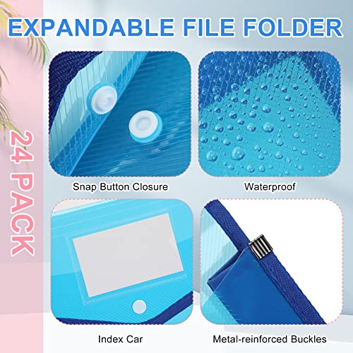 Colarr 24 Pieces A4 Plastic File Folders Expandable Folders Expanding File Wallet Document Folder Organizer With Snap Closure And Pocket For School Office Home (Multicolor) #TOP5