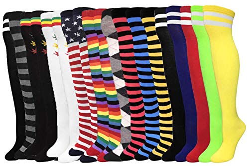 Image of COUVER Over Knee High Socks Women Warm Dress Tube Stocking Cosplay Socks Thigh High Leg Warmer - 6 Pairs