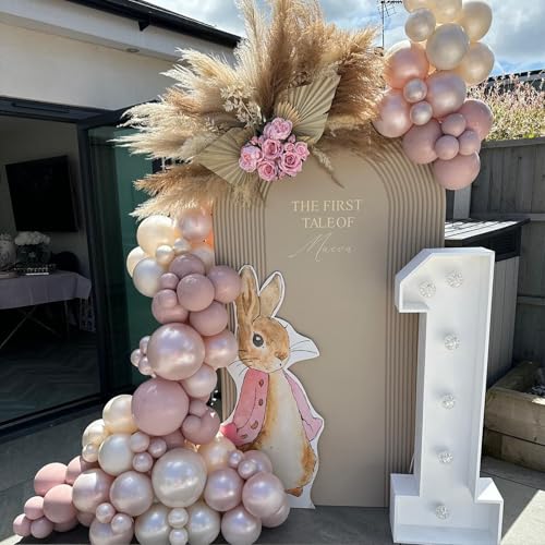 Image of 108Pcs Double Stuffed Pearl Pink Balloon Garland Arch Kit