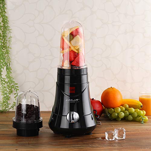Image of Cello Kitchenette Collection Blend-N-Grind Nutrifit Mixer Grinder, 400W, 3 Speed Control, 2 Jars, Juicer Jar, Black