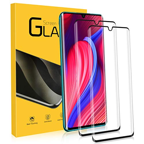 NONZERS Cristal Templado para Xiaomi Mi Note 10/Note 10 Pro/CC9 Pro, [2 Unidades] [Compatible con Sensor de Huellas dactilare] 9H Dureza 3D Vidrio Templado, Protector de Pantalla para Xiaomi Note 10