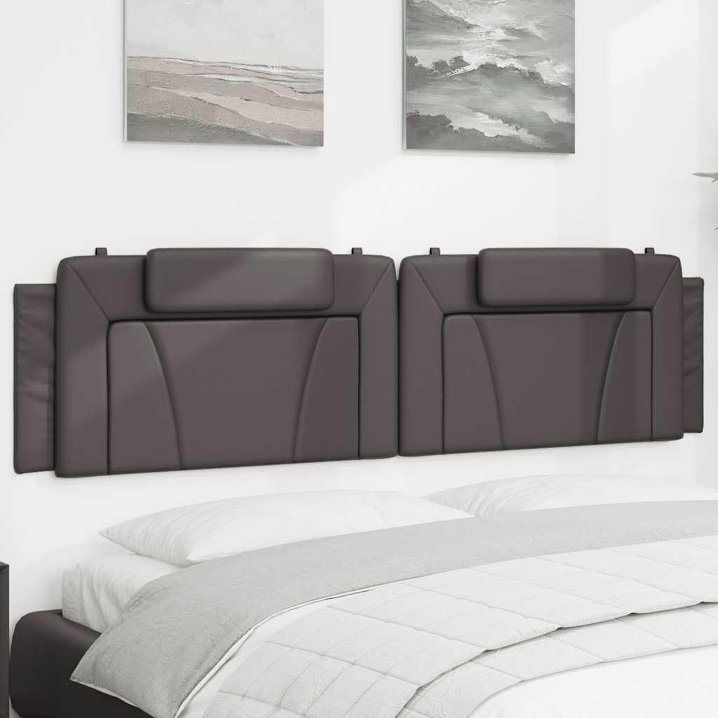 vidaXL Cabecero de Cama Acolchado Viana, Cabezal Tapizado de Cojín Almohada, Cabecera Colgante, Mueble para Dormitorio, Cuero Sintético Gris 200 cm