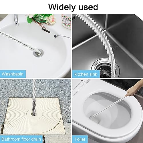 RAFIYU 5 Stücke Reinigungsbürste Set für Abwasserkanäle，inkl. 2 PCS 45cm Abflussreiniger und 3 Verschiedene Rohrbürste für Detail,Flexible Abflussbürste mit lang flaschenbürsten für Badezimmer,Küchen