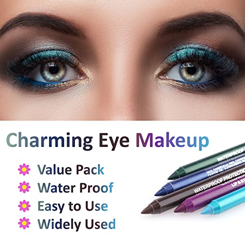 3Pcs Eyeliner Pen Set,Colorful Eyeliner Pencil,Eye Shadow Pencil,Blue Green Pink Brown Red Silver White Black Purple Gel Eyeliner,Professional Glitter Pearl Metallic Eye Liner Kit For Women（Set A） #TOP1